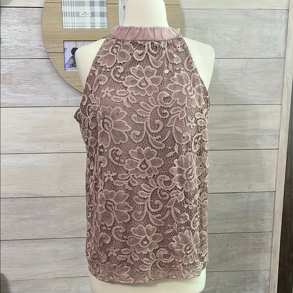 Olivia Blu Elegant Lace Halter Top - Purple L